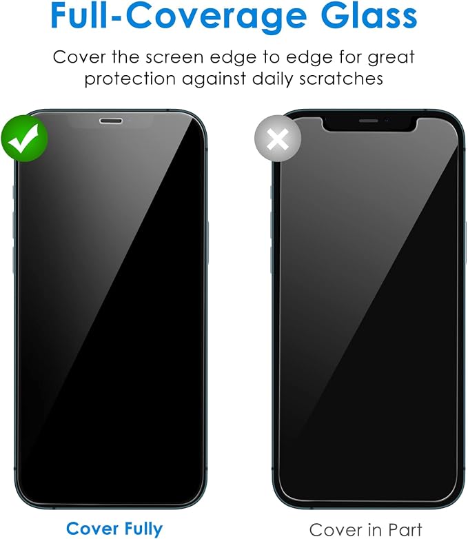 JETech One Touch Screen Protector for iPhone 12 Pro Max 2-Pack | Auto Alignment Installation HD Clear Full Coverage Tempered Glass Bubble-Free Application
