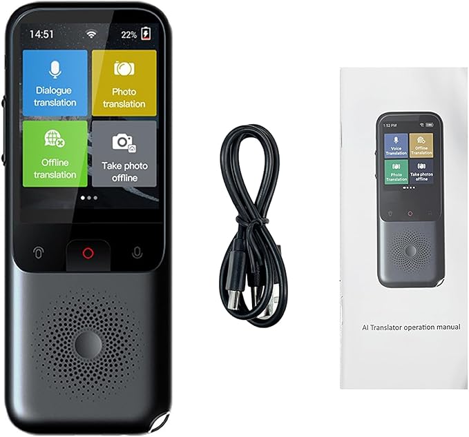 Portable Language Translator Device, 138 Languages Online, 17 Languages Offline, Voice Video Recording, Unit Conversion - Multilingual Communication, Photo Translation, Ideal for