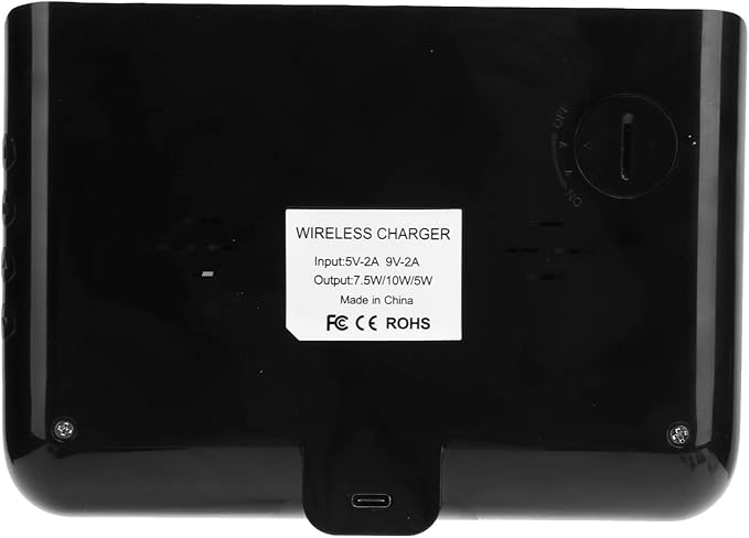 SUNGOOYUE Clock Wireless Charger 15W Fast Charging with Intelligent Recognition and Multiple Protections for Smartphones (Black)