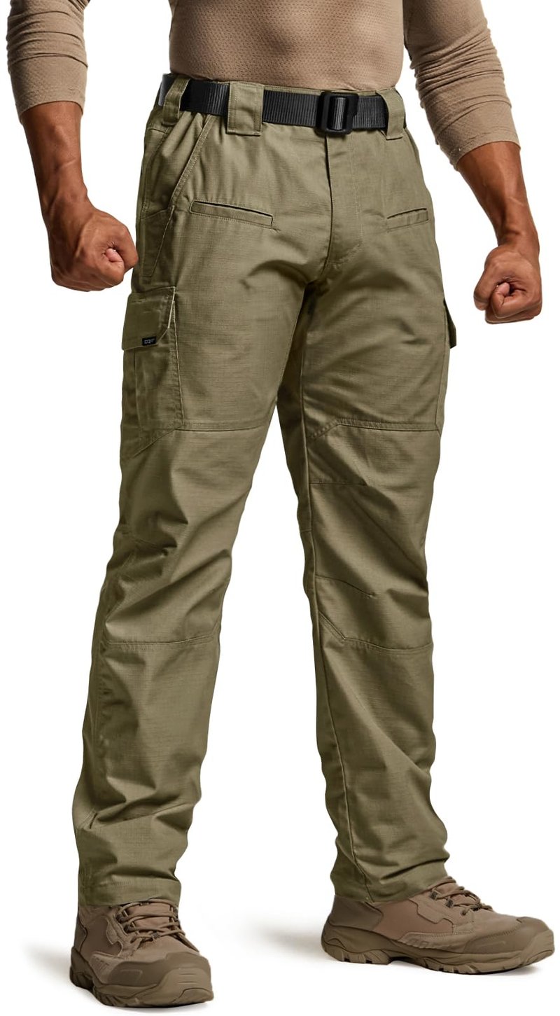 CQR Men's Tactical Pants, Water Resistant Ripstop Cargo Pants, Lightweight EDC Work Hiking Pants, Outdoor Apparel, Raider Soil Green, 30W x 30L
