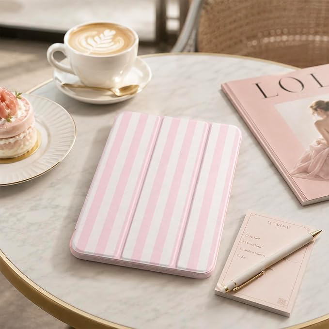 Case for iPad (A16) 11th Generation 11 inch 2025 /iPad 10th Gen 10.9 2022 - Aesthetic Cute Preppy Design Trifold Cover with Soft TPU Bumper Clear Back Auto Sleep/Wake Waves
