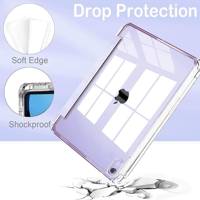 Feams Case for iPad mini 7 A17 Pro 2024/iPad Mini 6 2021 Slim Lightweight Trifold iPad mini 7 A17 Pro Case 8.3 Inch 2024 Clear Back Cover with Pencil Holder &amp Auto Sleep Blue Bow