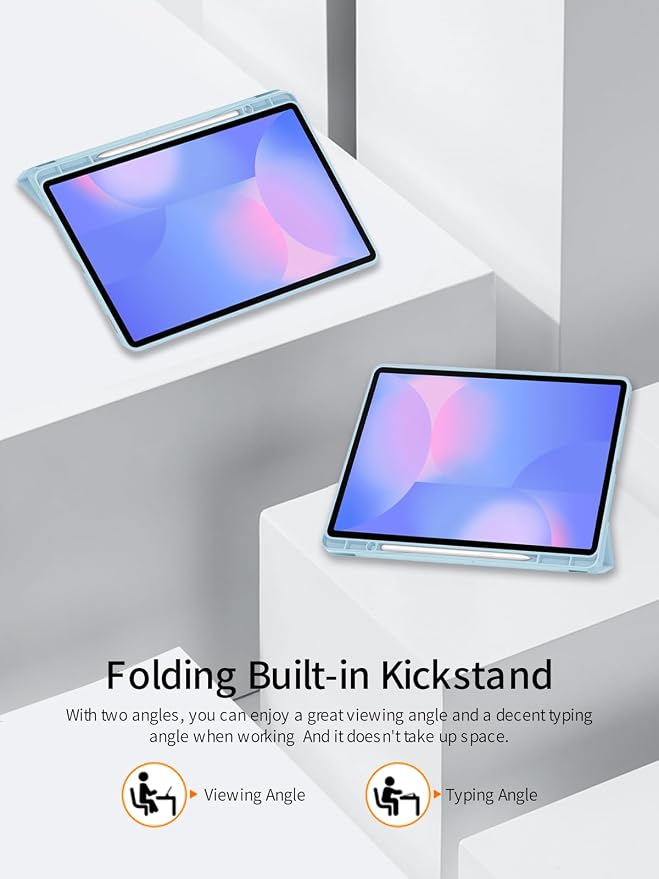 for Samsung Galaxy Tab S10 FE+ 13 inch Tablet CaseBOVGAC Ultra Slim PU Leather Folding Protective Cover Case with Adjustable Soft TPU Back Shell Full Protection Scratch Resistant (Black)
