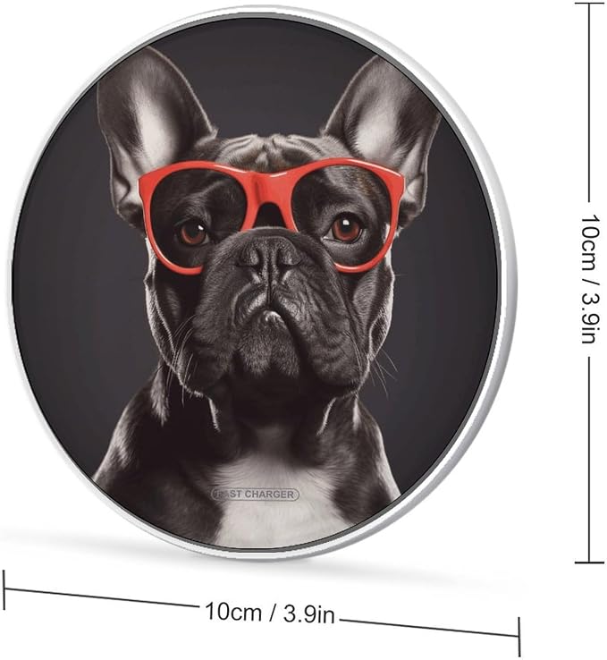 French Bulldog Wireless Charger Fast Charging Pad | Anti-Slip Qi Certified Wireless Charging Pad for All Phones with Wireless Charging Function for Home Office Travel
