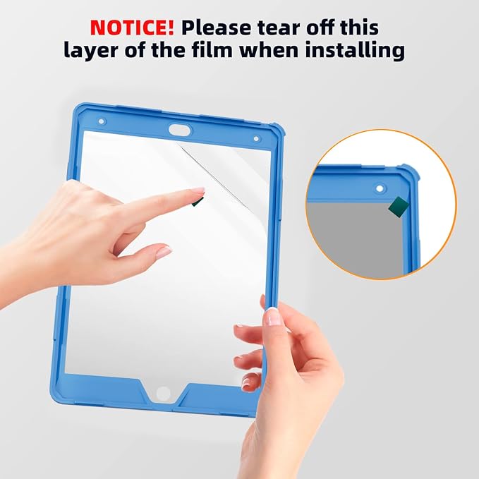 Case for iPad 9th/8th/7th Generation-Built-in Screen Protectorwith Pencil Holder&amp360°Rotating Hand StrapShoulder StrapCase for iPad 10.2 inch 2021-2019(Black)