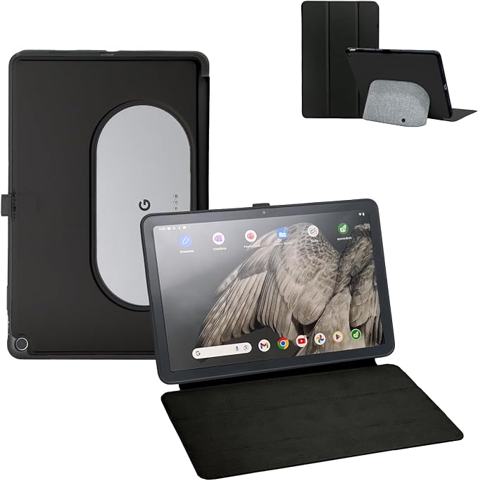 Penoval Silicone Cover Case for Google Pixel Tablet 11 inch 2023 Black | Adjustable viewing angle charging speaker dock compatible easy carry-on design shockproof protective shell slim fit