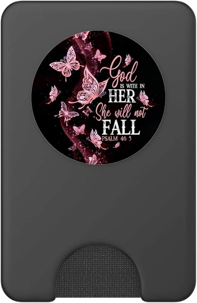 Christian God is Within Her She Will Not Fall 46:5 Butterfly PopSockets Adhesive PopGrip
