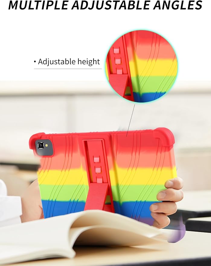 Case for YLEEBG TAB10 10 inch Android 14 TabletsWUNIAK Hollow Back DesignHeat Dissipation Shockproof Lightweight Adjustable Kickstand Silicone Shell&ampKids Friendly Soft CaseBlack