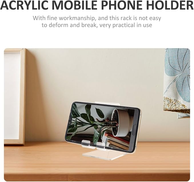 ARTIBETTER 4 Pack Acrylic Cellphone Stand Clear Phone Holder for Desk Universal Cellphone Dock for Home Office or Store Display