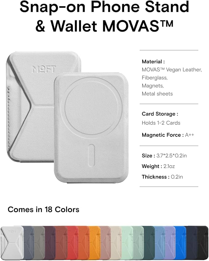 MOFT MagSafe Wallet Stand for iPhone 15/14/13/12 Series MagSafe Compatible Phone Stand with 3 Viewing Angles(Bamboo)