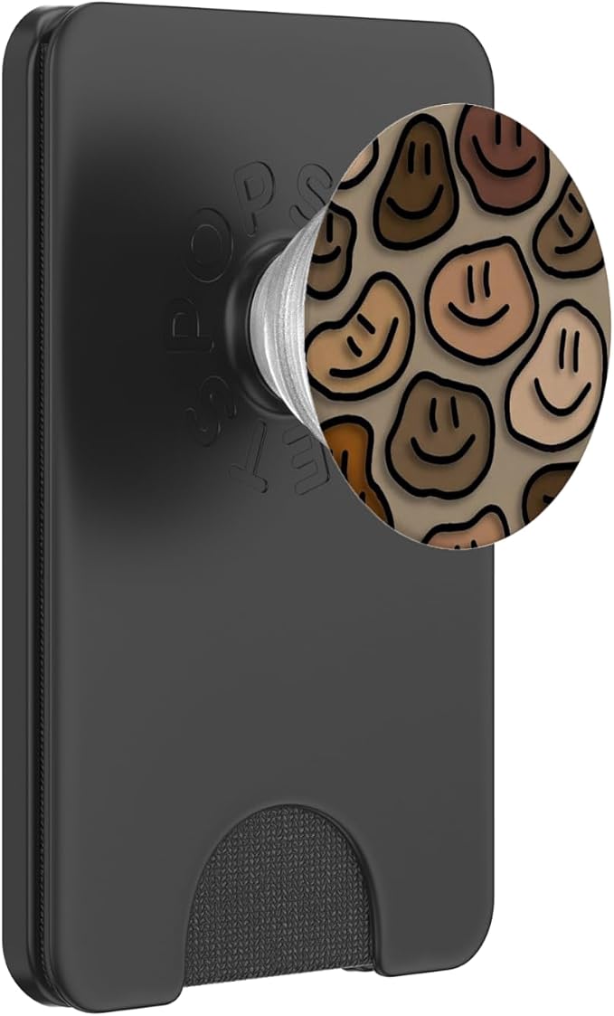 Trippy Liquid Swirl Dripping Art Aesthetic Beige Smile face PopSockets Adhesive PopGrip