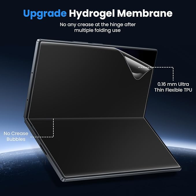 WSKEN Matte Screen Protector for Samsung Galaxy Z Fold 8 Ultra/Z Fold 7 | Anti-Glare Anti-Fingerprint Smooth as Silk Inside Flexible TPU Film + Front Tempered Glass With Auto Fit Case 2 Pack
