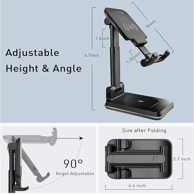 Dual 10W Wireless Charger Fast Foldable Compatible with Samsung Galaxy S25 Ultra Stand 2-Coils Charging Pad Slim
