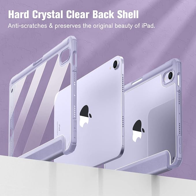 Fintie Clear Case for iPad mini 7th Generation (A17 Pro) / mini 6 8.3 | Slim Hybrid Shockproof Hard PC Back Cover Pencil Holder Viewing &amp Typing Angles Auto Sleep/Wake Black