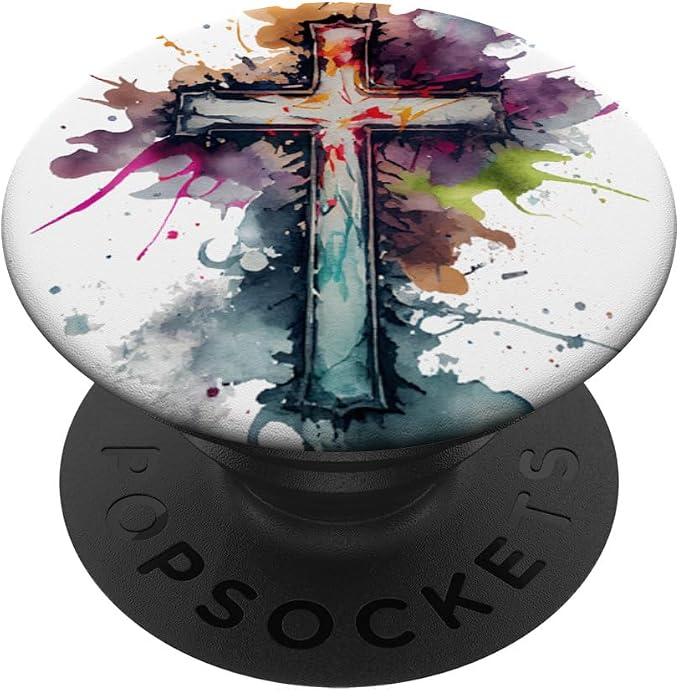 Christian Cross Watercolor Illustration PopSockets Adhesive PopGrip