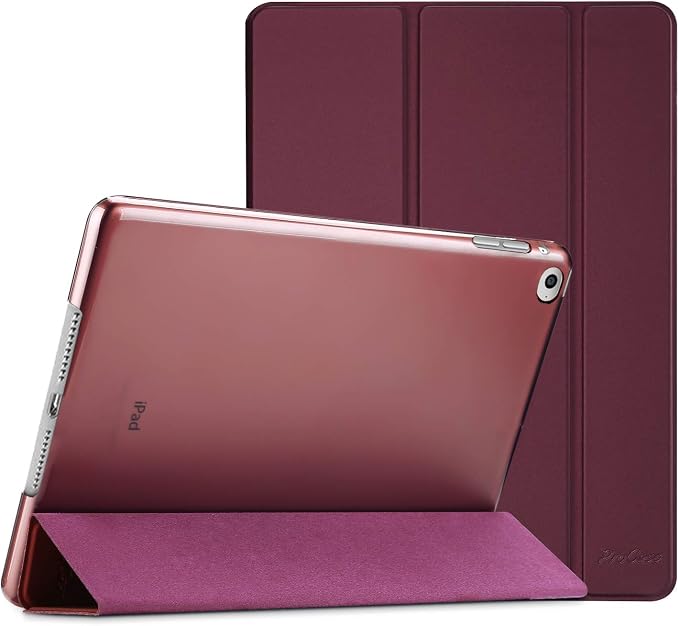 ProCase Slim Stand Case for iPad Air 2nd Gen 2014 Black | Fits Models A1566 / A1567 Ultra Slim Lightweight Protective Shell Translucent Frosted Back