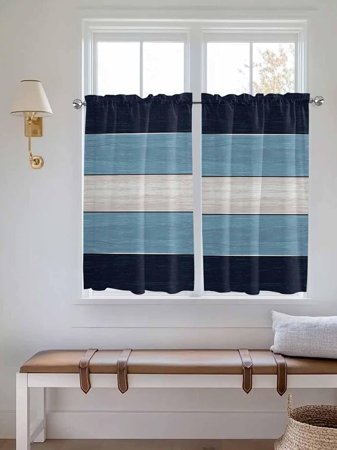 Vintage Country Woodcuts Window Valance Curtains, 2 Panel