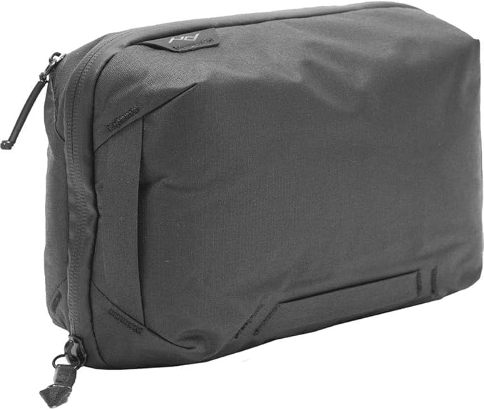 Peak Design Tech Pouch, Black, Electronics Organizer for Travel or Everyday Carry, Origami-Style Storage, Cable Pass-Through, Weatherproof Recycled Nylon, Gear Carry Bag for Men and Women
