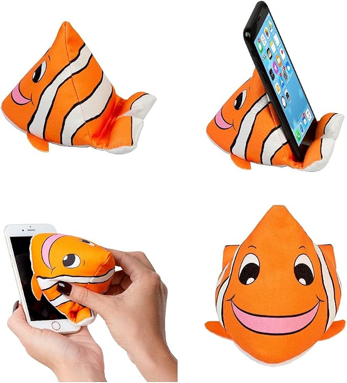 Plusheez Mobile Phone Holder | 2 in 1 Phone Stand with Micro Fibre Wipe | Screen Cleaner | Universal Phone Stand for Kids Children Adults | eReader/Kindle/Smartphone/Small Tablet Compatible (Bird)