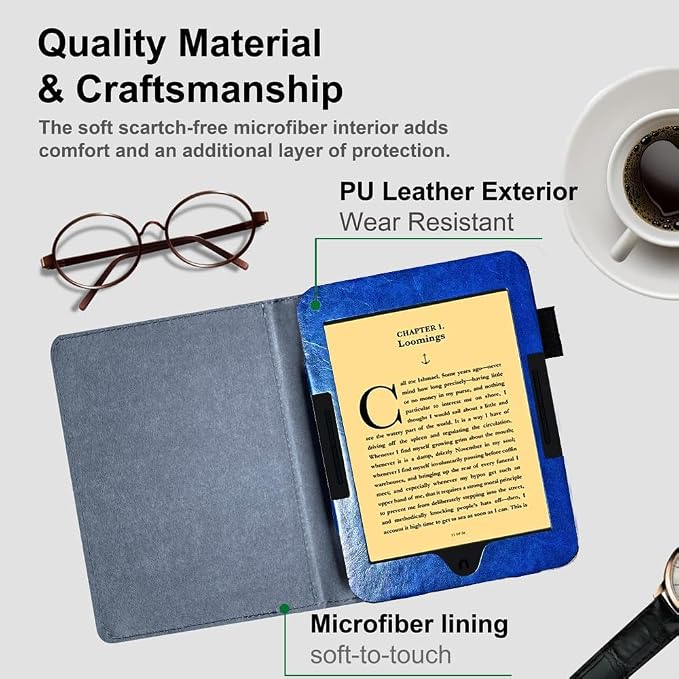 Case for Folio Nook Glowlight Plus 7.8(2019 Released) eReader Compatible with (Model:BNRV700) Magnetic Closure Lightweight PU Leather Cover (Black Glowlight Plus 7.8)