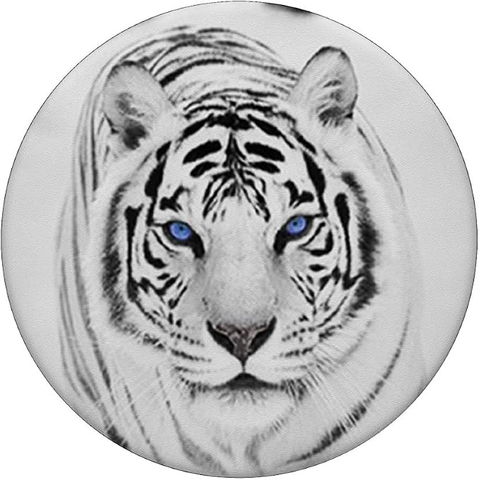 White Tiger Blue Eyes Cute Big Wild Cat Animal Gift Idea PopSockets Adhesive PopGrip