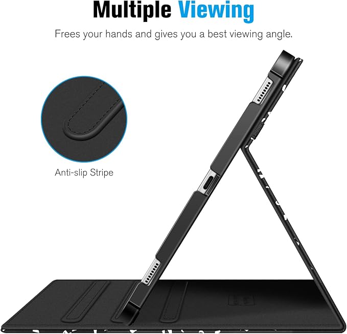 Fintie Multi-Angle Viewing Case for Samsung Galaxy Tab S8+/S7 FE/S7+ 12.4 | Front Card Pocket 3 Viewing Angles S Pen Holder Auto Wake/Sleep Black