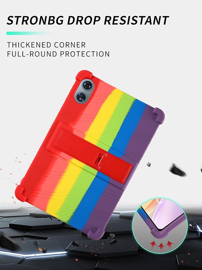 Case for Odea A12 Android 15 Tablets 12 Inch Tablet 2025- Soft Silicone Shock Proof Lightweight Stand Rubber Shell Protective CoverKids Friendly Soft Silicone Adjustable Stand CoverBlack