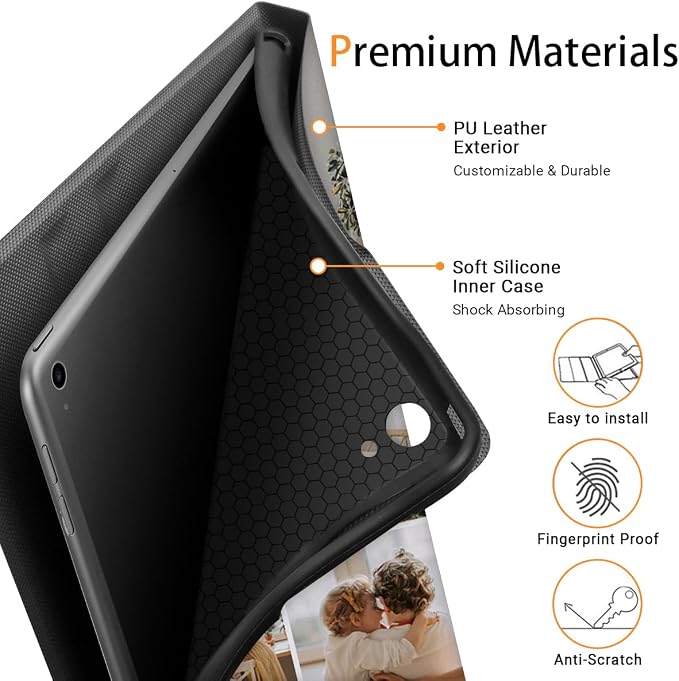 Custom Case for iPad Air 3rd Generation 2019 / iPad Pro 2017 10.5 inch Personalized Customized Picture Logo Text Name PU Leather Tablet Cover Premium Folio Flip Stand Case Auto Wake/Sleep
