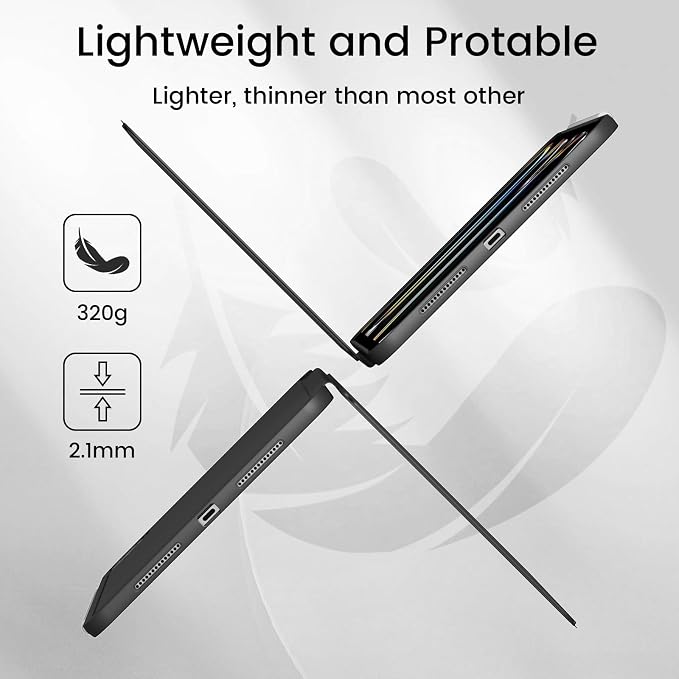 Case for iPad A16 11th/10th Generation 11/10.9 inch Black | Magnetic Attachment Slim Soft TPU Protective Case Multi Angles Hidden Pencil Holder Shockproof Frame Auto Wake/Sleep
