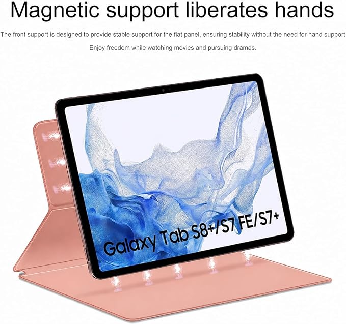 Magnetic Case for Galaxy Tab S8 Plus 12.4 inch 2022/Galaxy Tab S7 FE 2021/Galaxy Tab S7 Plus 2020 with Pen Holder Lightweight and Slim Magnetic Stand Case with Auto Sleep/Wake Black