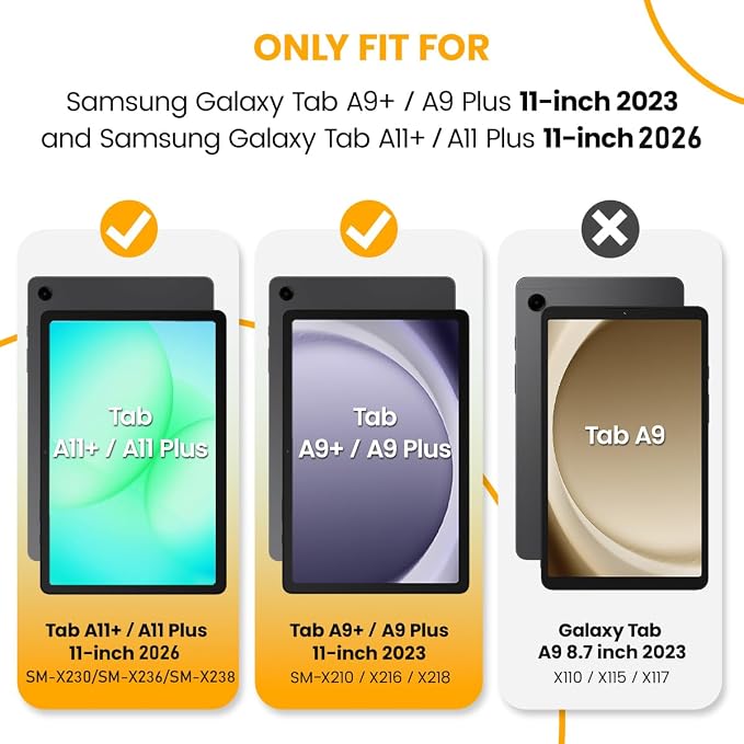 Kids Case for Samsung Galaxy Tab A11 Plus 2026 /A9 Plus 2023 11 inch Tablet | Sanyetral Galaxy Tab A11+/A9+ Case with Screen Protector Shockproof Handle Stand Protective Cover with Shoulder Strap -Bl