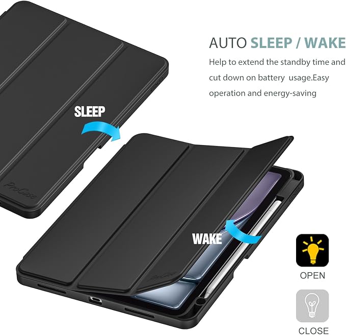 ProCase Smart Case for iPad Air 11-inch M4/M3/M2 &amp Air 10.9 5th/4th Gen | Hard Back Cover with Auto Sleep/Wake Slim Lightweight Case for iPad Air 11 2026/25/24 &amp 10.9 2022/2020-Aqua