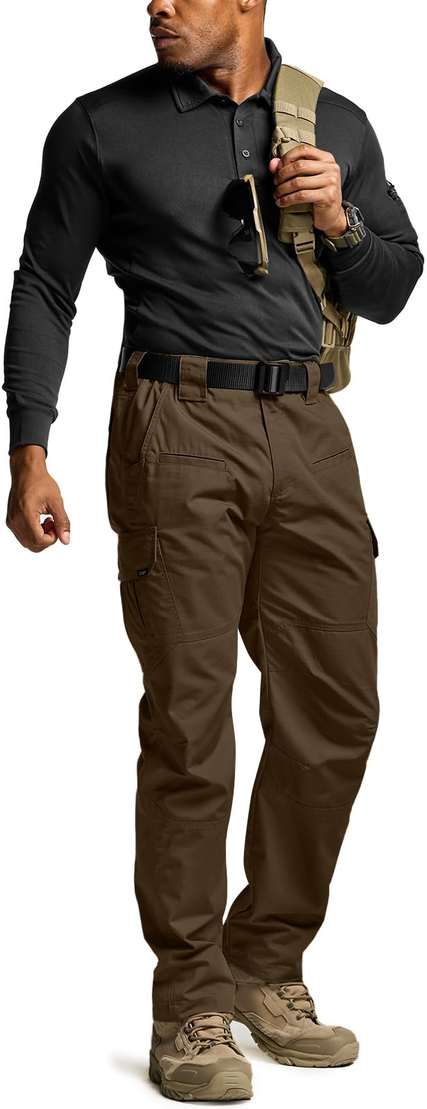 CQR Men's Tactical Pants, Water Resistant Ripstop Cargo Pants, Lightweight EDC Work Hiking Pants, Outdoor Apparel, Raider Tundra, 34W x 32L