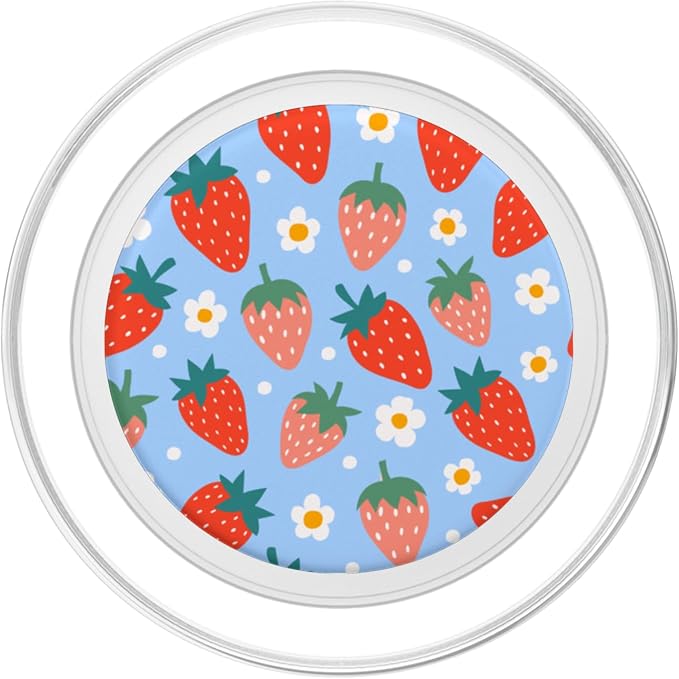 PopSockets Phone Grip – Floral Blue Strawberry Patch PopSockets Adhesive PopGrip