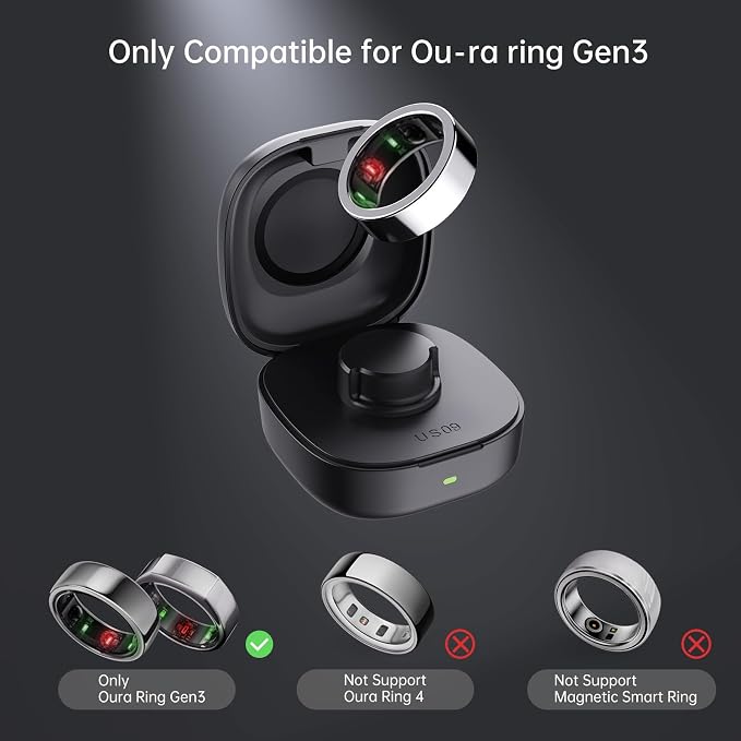 Compatible with Ou-ra Ring Gen3 - Smart Ring Wireless Charger Size 11 600mAh Portable Travel Charging Dock