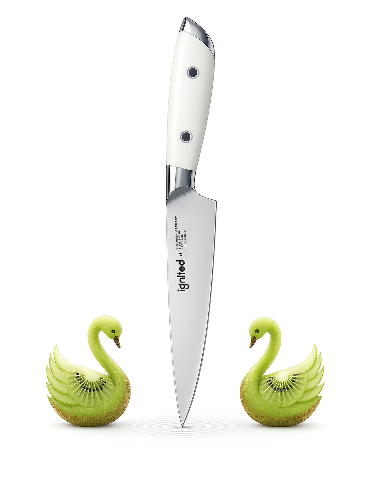 5 inch Paring Knife, German Stainless Steel, Ivory White Handle