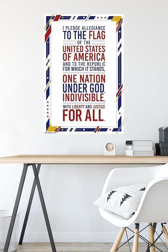 Trends International The United States Of America - Pledge Of Allegiance Wall Poster, 22.375" x 34", Premium Poster & Mount Bundle