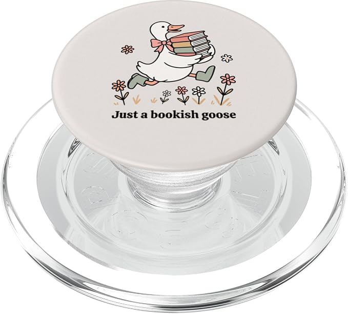 Funny Goose with Books Cute Bookworm Reader PopSockets Adhesive PopGrip