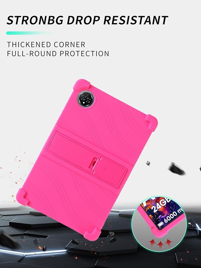 Case for Raemond K80 Tablet 10 Inch Android 15WUNIAK Hollow Back DesignHeat Dissipation Shockproof Lightweight Adjustable Kickstand Silicone Shell&ampKids Friendly Soft CaseBlack