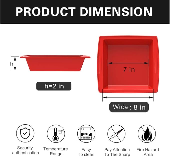 SILIVO 2 Pack 8 inch Cake Pans, 8x8 Nonstick Baking Pan