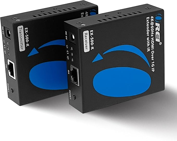 OREI 4K HDMI Extender Over IP CAT6 - 4K@60Hz One to Many Upto 400 Feet, Loop Out - Send to Multiple Location Over 1G Switch (EX-500-K)