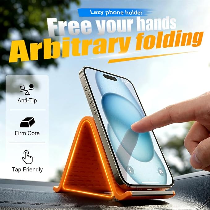 Auiepet Flexible Silicone Phone Stand with Aluminum 2026 New Foldable Phone Holder Bendable Adjustable Anti-Slip Desktop Stand Portable Rollable Multi-Angle Stand for Phone Tablet Laptop (Black*1)