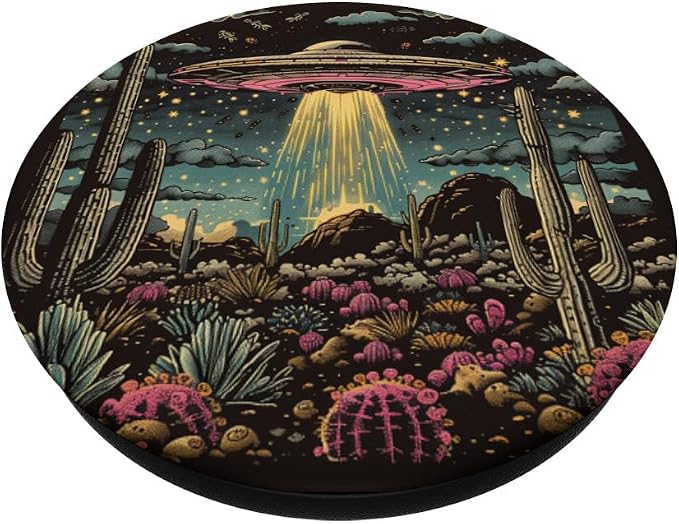 Alien Lover Flying Saucer UFO Extraterrestrial Cactus PopSockets PopGrip for MagSafe