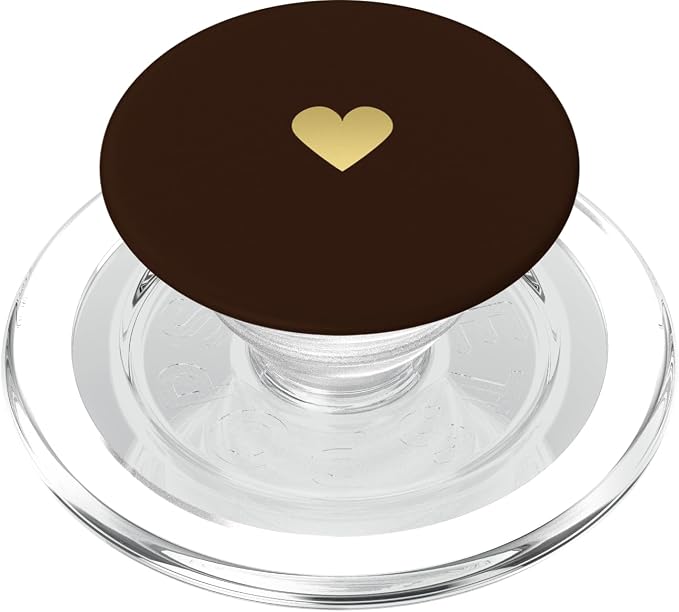 Dark Brown Deep Heart Minimalist PopSockets Adhesive PopGrip