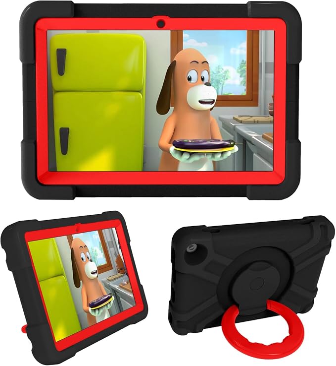 AKABEILA Compatible with Amazon Fire HD 8 2020/2022 Tablet Case，Rugged Kids Case with Stand Lightweight Shockproof Kids Friendly Tablet Cover Black