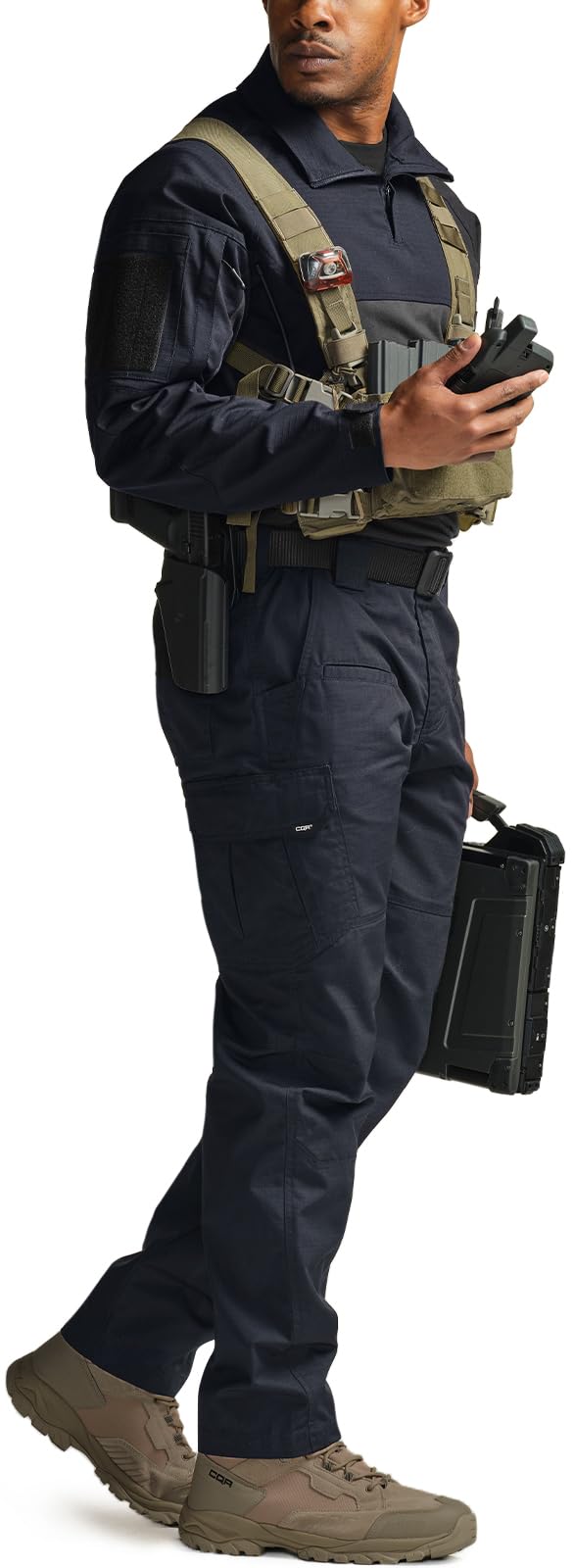 CQR Men's Tactical Pants, Water Resistant Ripstop Cargo Pants, Lightweight EDC Work Hiking Pants, Outdoor Apparel, Raider Police Navy, 36W x 30L