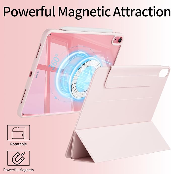 Hybrid Case for iPad A16 11th/10th Generation 11/10.9 with Clasp | 2025/2022 Magnetic Detachable Trifold Stand Portrait/Landscape Angle Clear Protective Case Auto Wake/Sleep Black