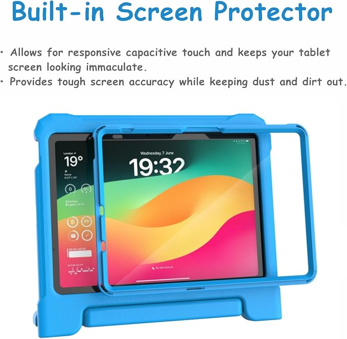 Kids Case for New iPad (A16) 11th Generation 11 inch 2025 iPad 10th Generation 10.9 2022 - Shockproof Handle Bumper Stand Cover with Built-in Screen Protector &amp Pencil Holder Tablet Case (Black)