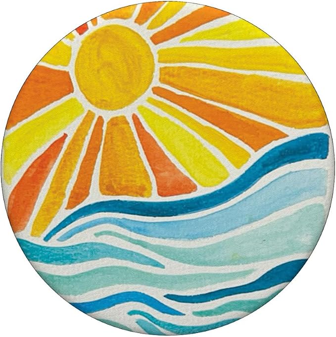 Sun and Waves Illustration PopSockets PopWallet for MagSafe