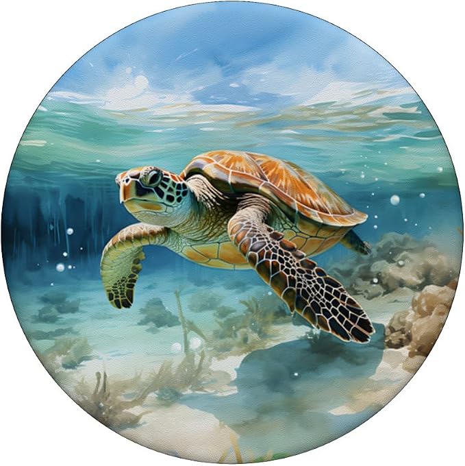 Green Sea Turtle Relaxing Watercolor PopSockets PopGrip for MagSafe